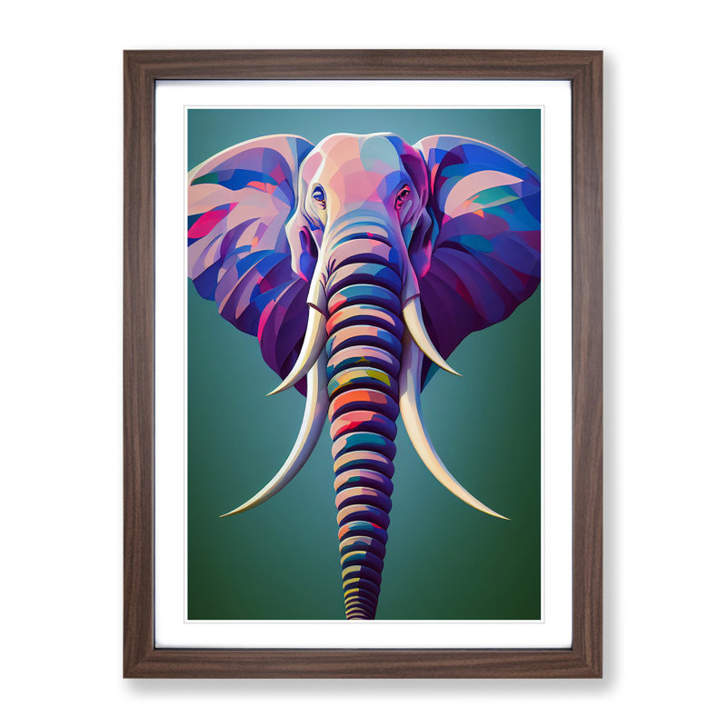 Splendid Elephant - Framed Print, 46cm H x 34cm W x 2cm D, Walnut Framed