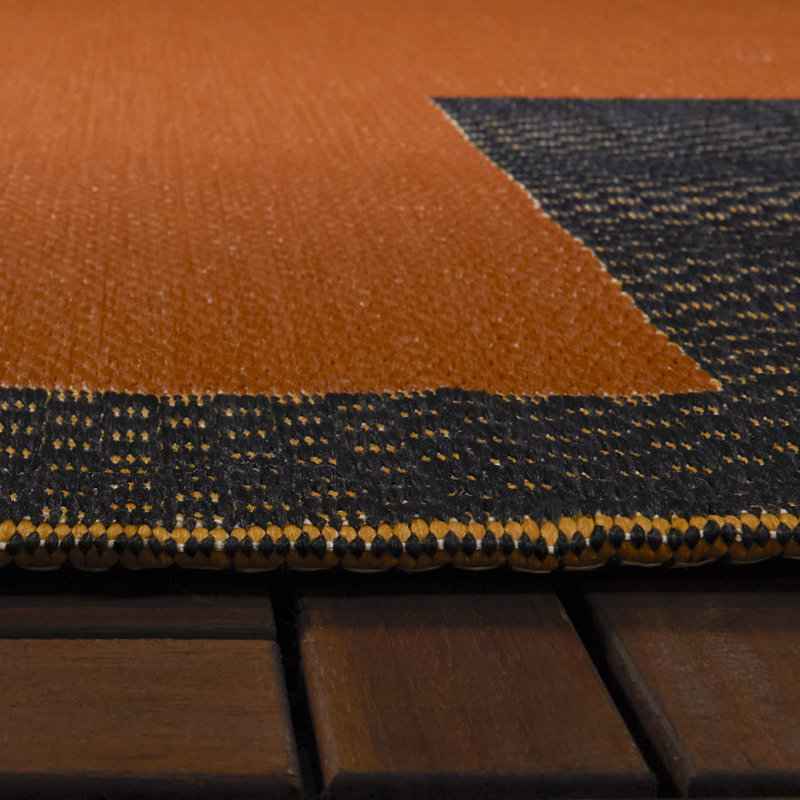 Tapis intérieur / extérieur orange brûlé Catoe, Rectangle 5 pi 3 po x 7 pi