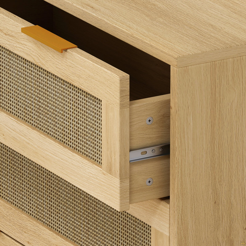 Armoire de rangement 31,5 po à 3 tiroirs avec tiroir en rotin