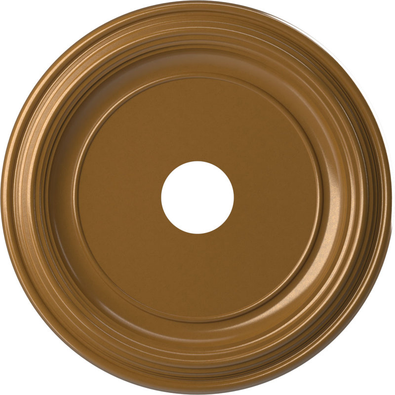 Traditional Traditional Thermoformed PVC Ceiling Medallion, 13" H x 13" W x 1.25" D, Metallic Vintage Gold