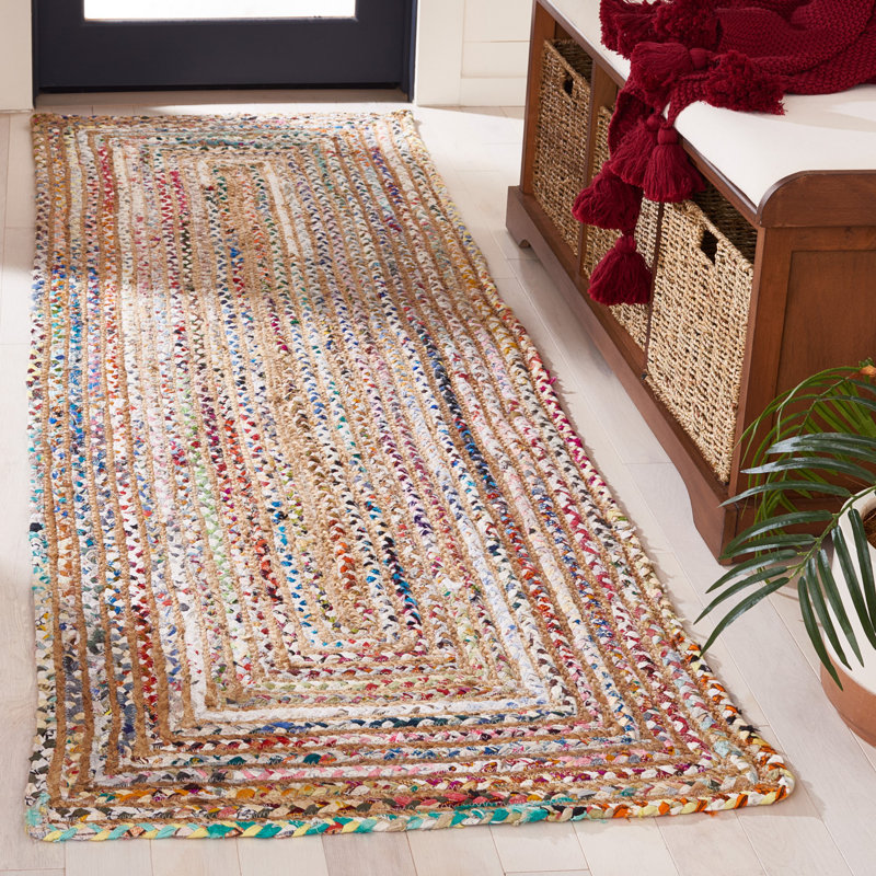 Herzig Flatweave Cotton Beige/Yellow Rug, Runner 69 x 244 cm