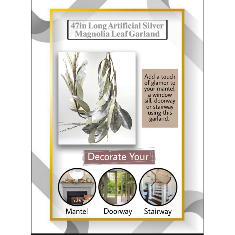 47'' in. Faux Magnolia Garland