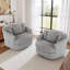 Ultra Plush Faux Rabbit Fur Oversized Swivel Barrel Chair with Three Pillows-1863962715