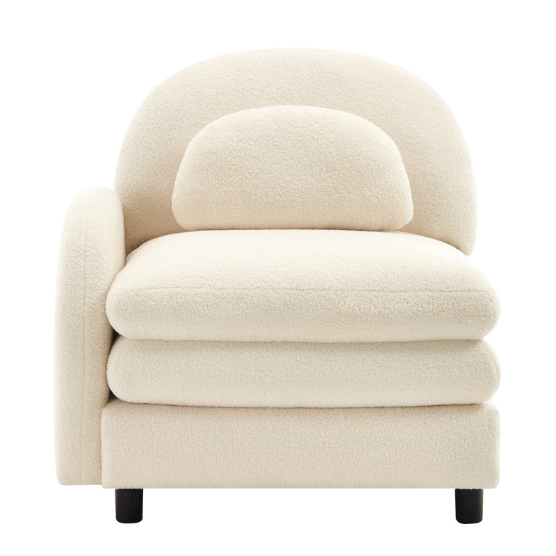 1 canapé incurvé en tissu LSF avec coussin, Beige / Blanc