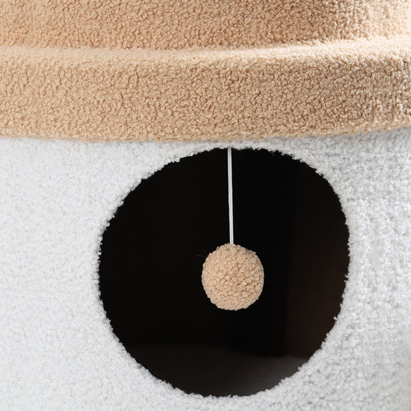 27.6'' Coffee Cup Cat Haven - Dual-Layer Cat Bed with Scratching Surface