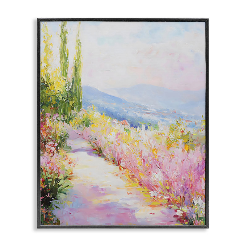 «Scenic Walk with Wilflowers», estampe numérique, design by Creative Studio, H 14 po x l 11 po, Giclée encadrée noir minuit