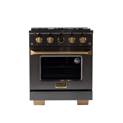 KUCHT 30 po. 4,2 pieds cubes Cuisinière au gaz propane double à 4 brûleurs en acier inoxydable foncé avec thermostat Kucht Horus