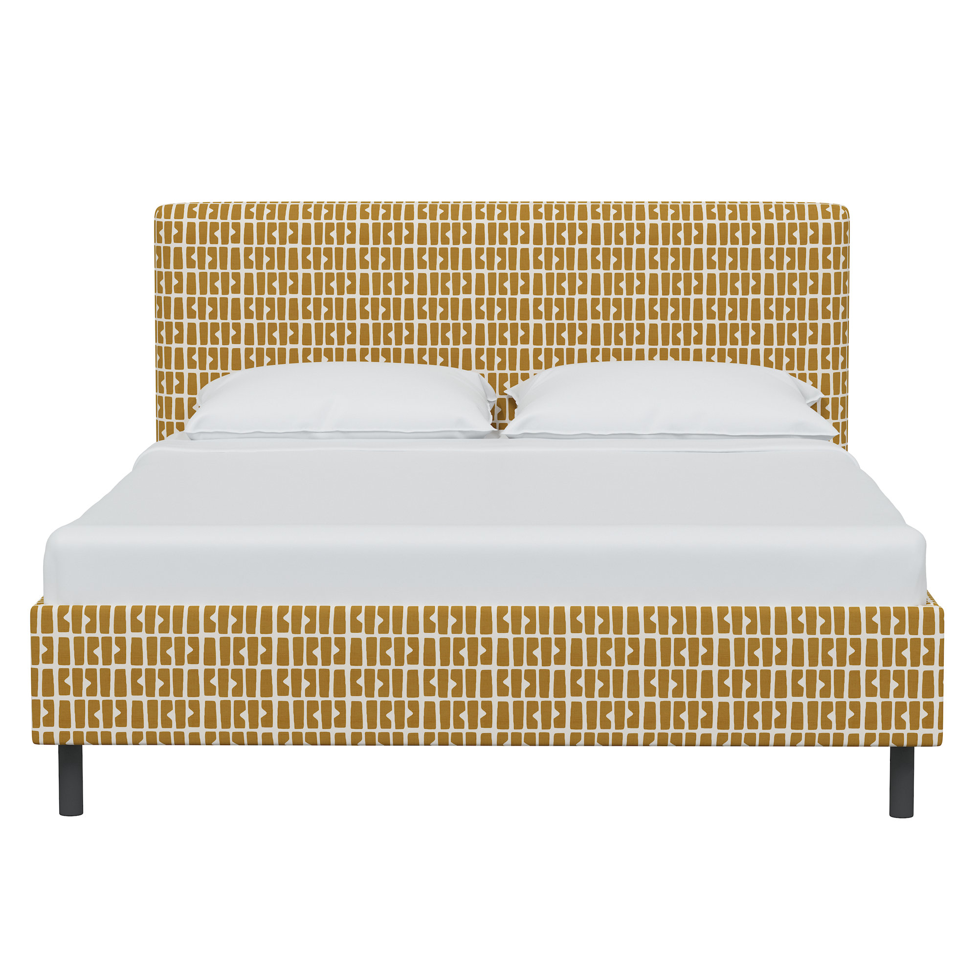 Avila Upholstered Bed, Full, Bloc Panel Mustard