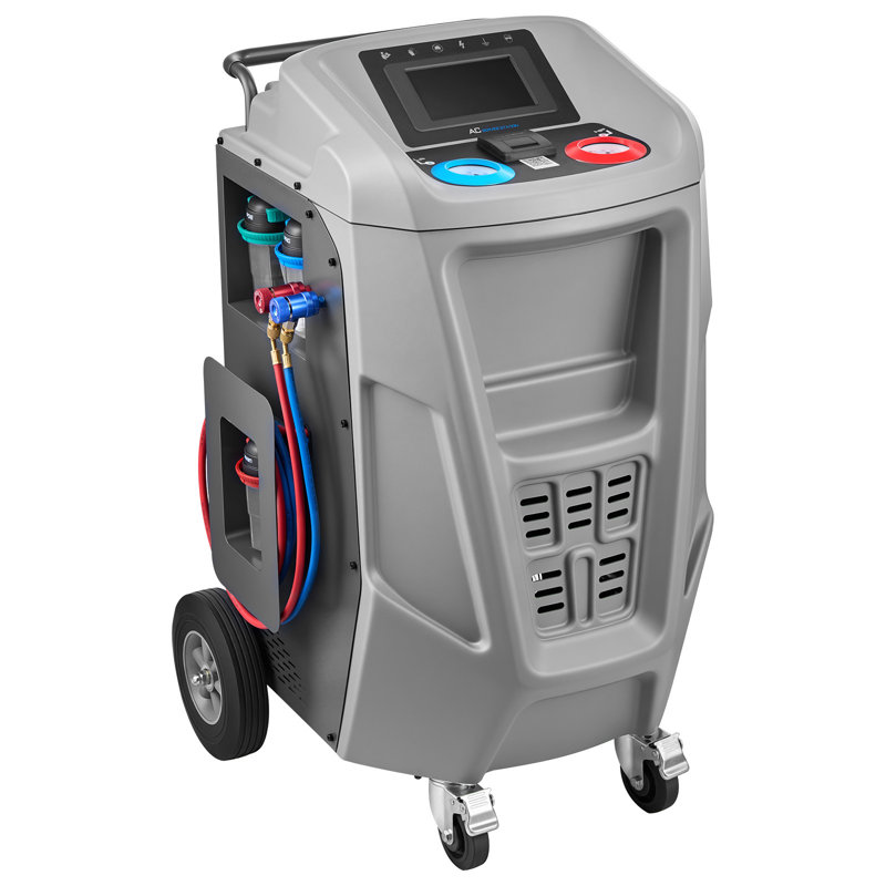 Machine de récupération de réfrigérant entièrement automatique pour 1234yf,> 98,5% de précision, écran tactile de 7 pouces, récupération CA, aspirateur et machine de recharge pour les systèmes de climatisation automobile standard et haute tension