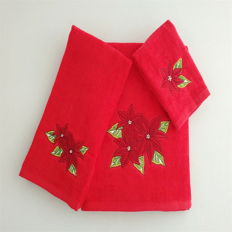 Ensemble de 3 pièces de chambre d'amis 100% coton Harmine, Rouge
