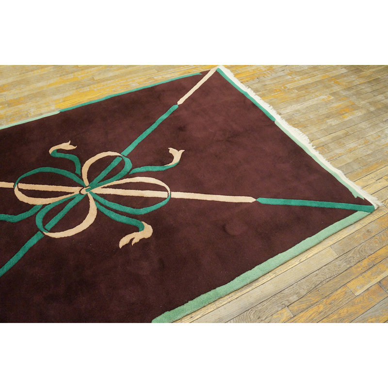 Antique Art Deco Small Scatter Size Wool Chocolate Rug