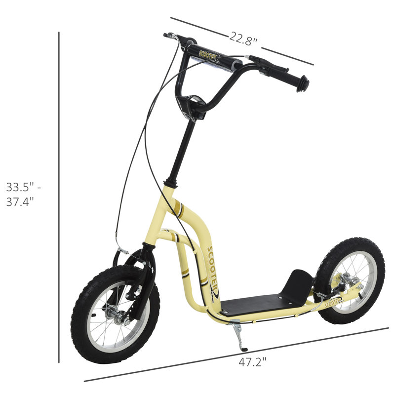 Beige Youth Scooter with Rubber Wheels and Hand Brake