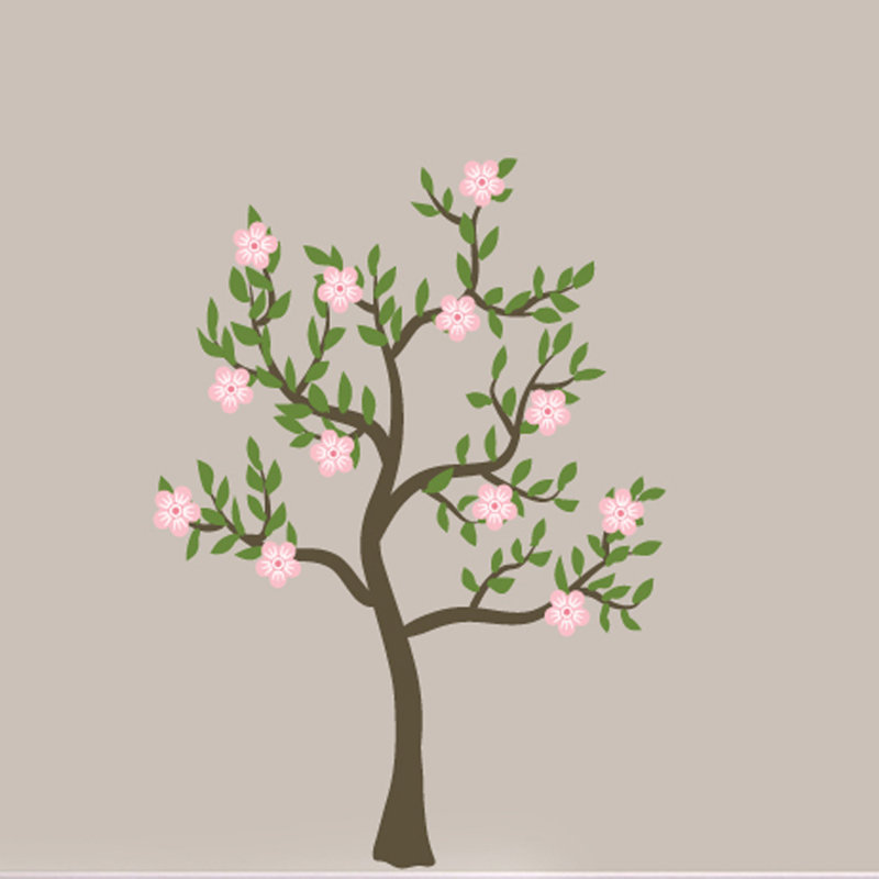 Décalcomanie murale arbre fleur, H 36 po x l 26 po