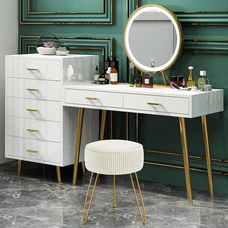 Tabouret d'appoint Nikolett Steel, Beige artistique
