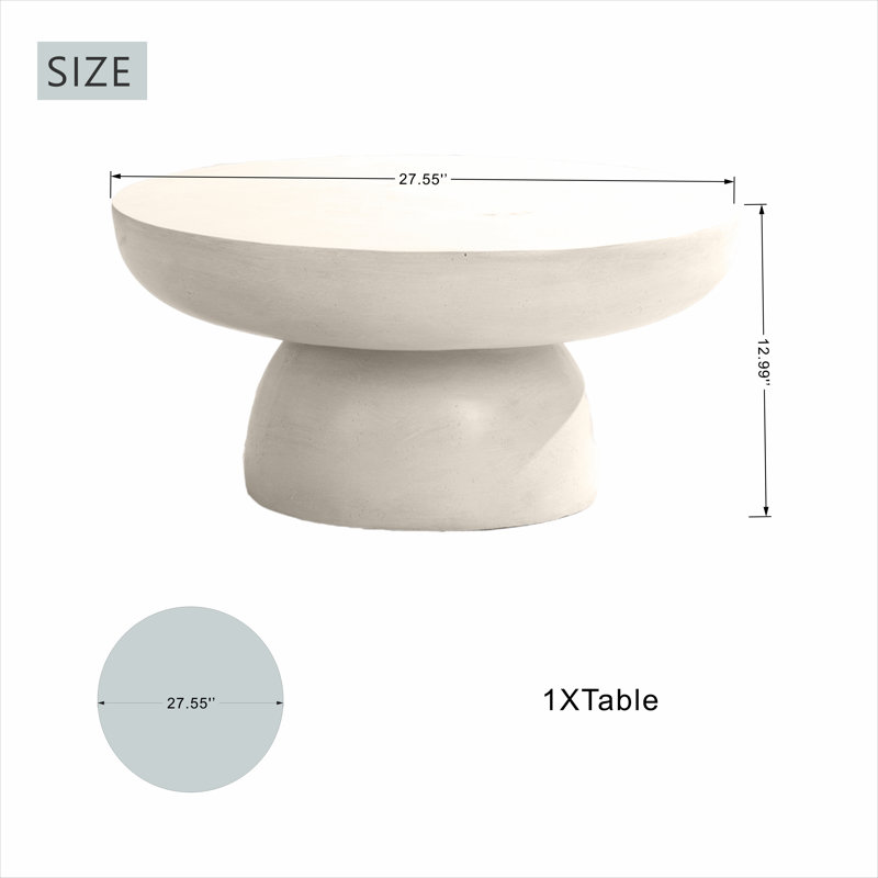 Round Outdoor Coffee Table, Cream