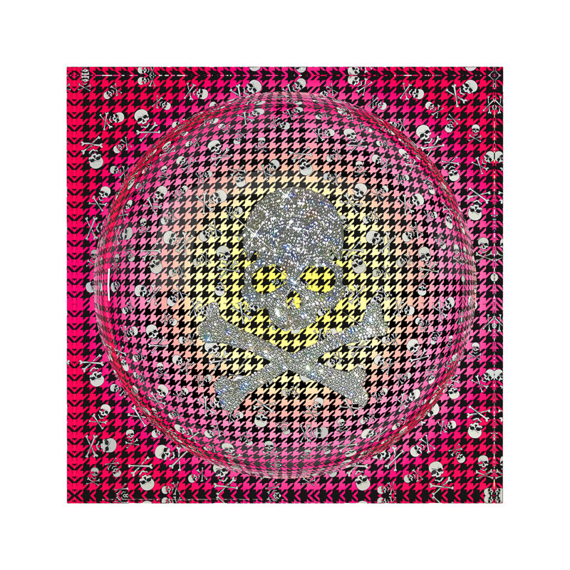 CrossBones Houndstooth Acrylic Candy Catchall Dish, Pink Yellow