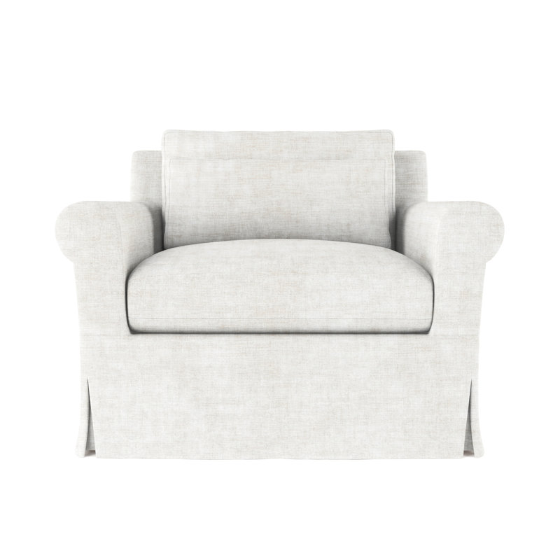 Transitional Chair, 34" H x 40" W x 38" D, Crushed Velvet Alabaster, Weathered