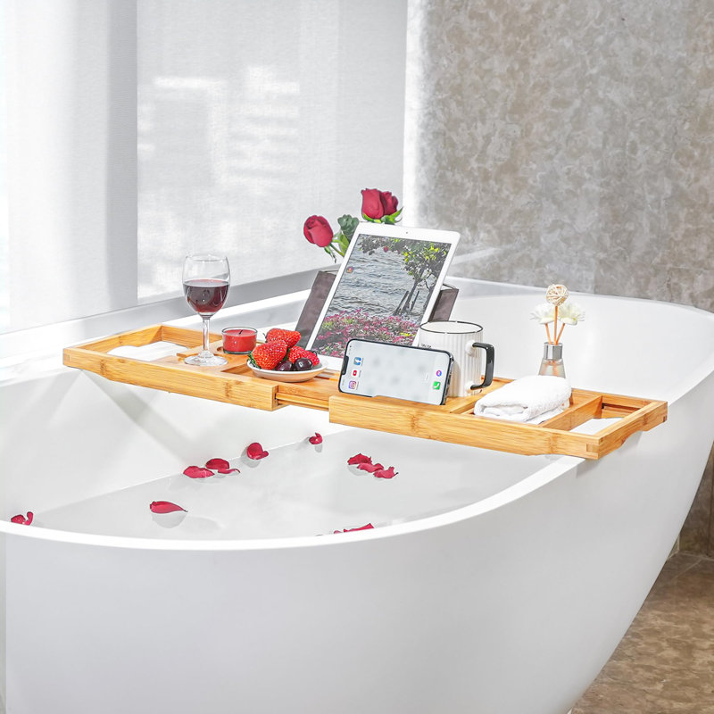 Plateau en teck pour baignoire, Brun