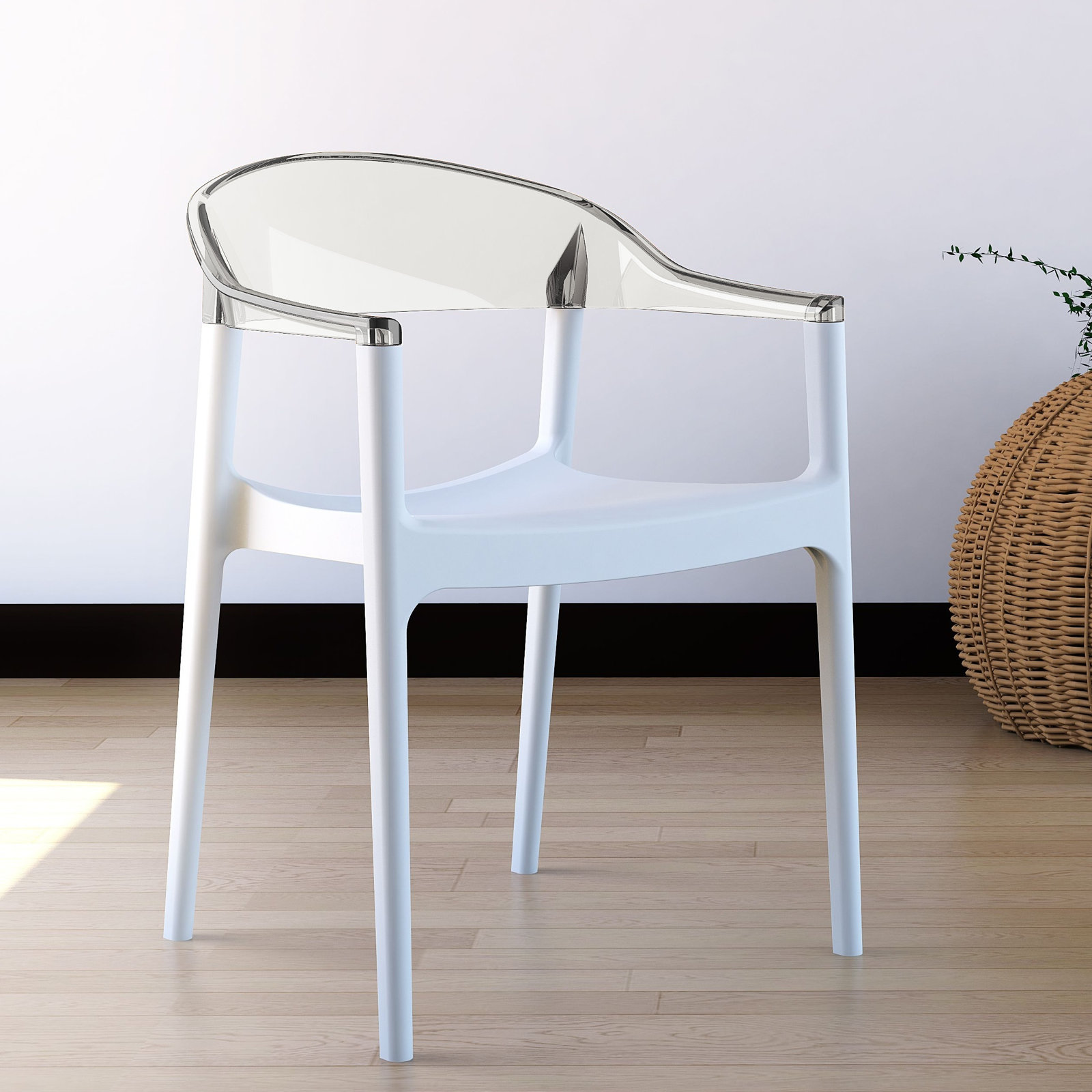 Stella Stackable Patio Armchair, White/Transparent Clear