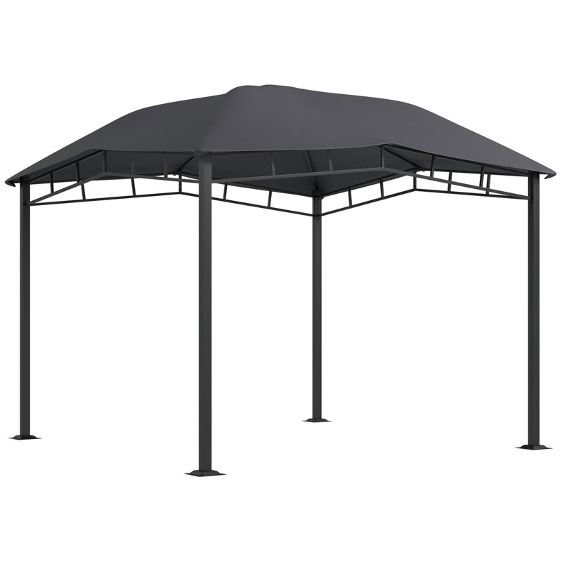 Outsunny 10' X 10' Soft Top Patio Gazebo Outdoor Canopy With Unique Geometric Design Roof, All-Weather Steel Frame