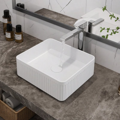 Lavabo vasque carré en céramique 14,8 "x 14,8" - Lavabo de salle de bain