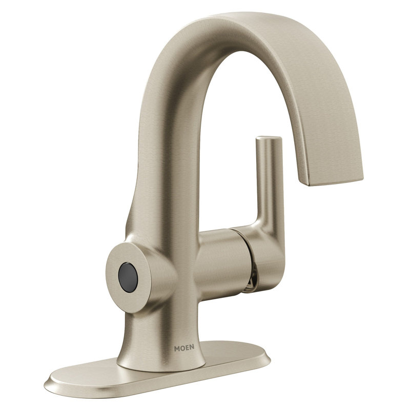 Robinet de lavabo pour salle de bain à poignée simple sans drain Moen Doux Motionsense Wave, Nickel brossé