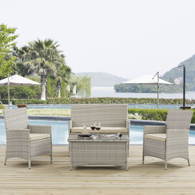 Ensemble modulaire d'extérieur en rotin 4 pièces Bridge de Modway