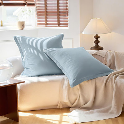Euro Sham Covers Set Of 2, 26X26 Decorative Cotton Flax Blend Throw Pillow Cover Farmhouse Pillow Shams For Chair Couch Sofa Bedroom Living Room Home Decor