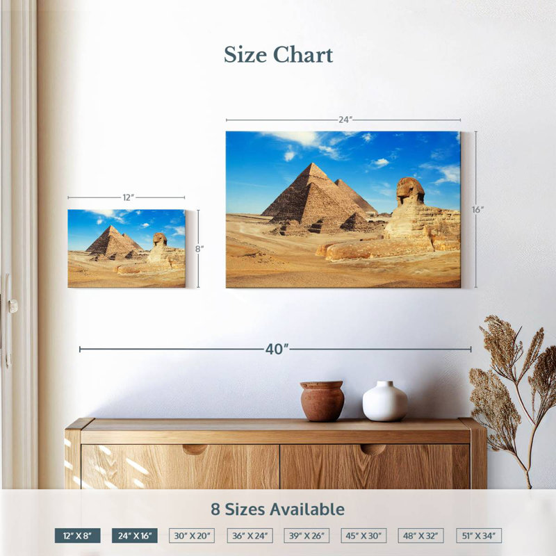 Adella, sphinx et pyramides de Gizeh, H 16 po x l 24 po