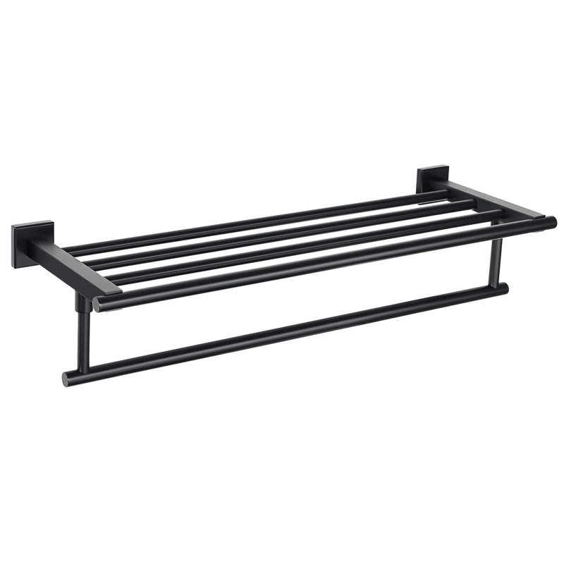 Wall Mounted Required Towel Rack, Matte Black, 5" H x 24" W x 7.82" D