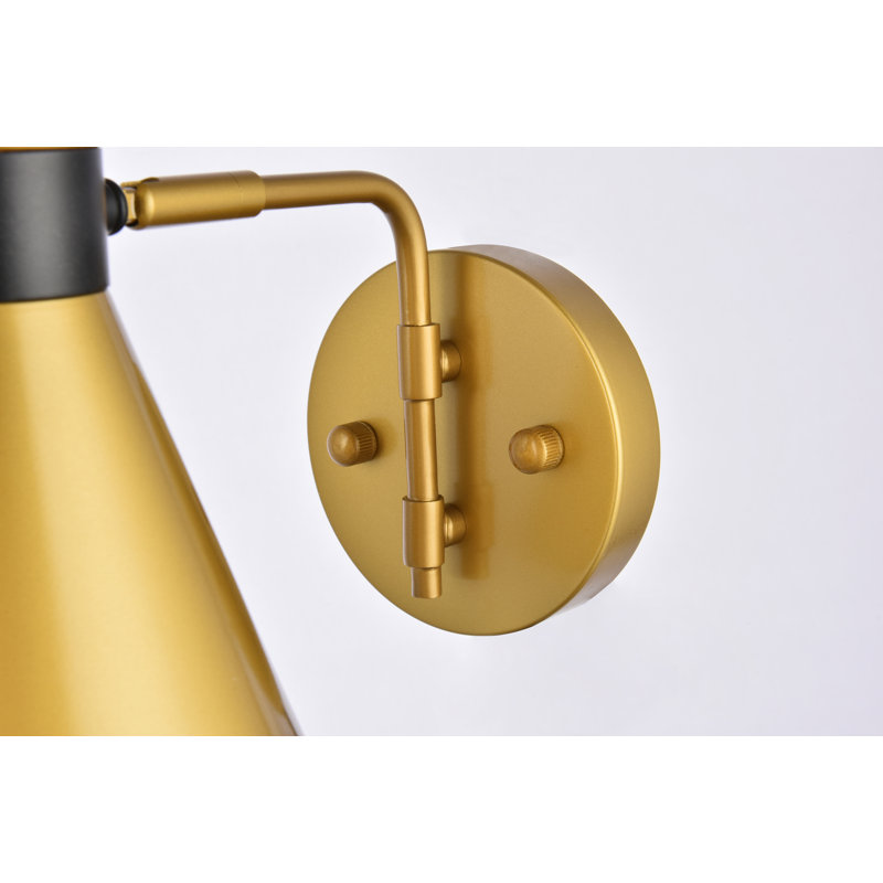 Diniz Armed Sconce, Black  Light Brass