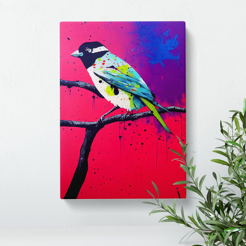 Splashed Bird No.3 Abstract - Wall Art, Wrapped Canvas, 76cm H x 50cm W, No Matte