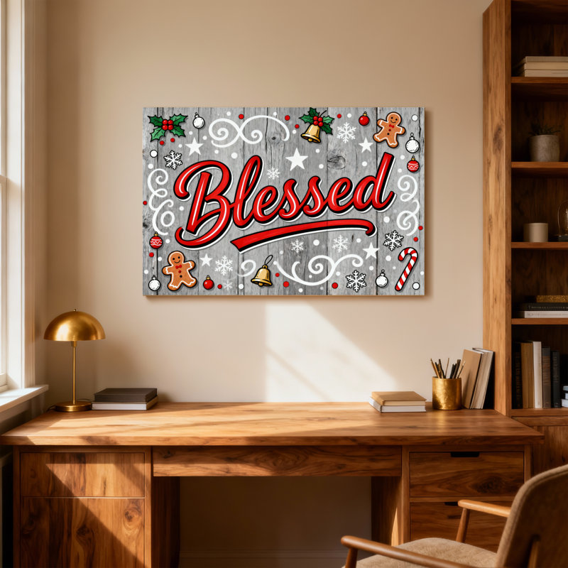 Impression de motif de Noël «Christmas Blessed Christmas», H 20 po x l 30 po