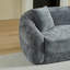 Canapé inclinable incurvé convertible, canapé-lit 2 en 1 escamotable avec base escamotable et assise profonde, fauteuil inclinable en chenille à deux places avec deux coussins, aucun assemblage requis-1705609709