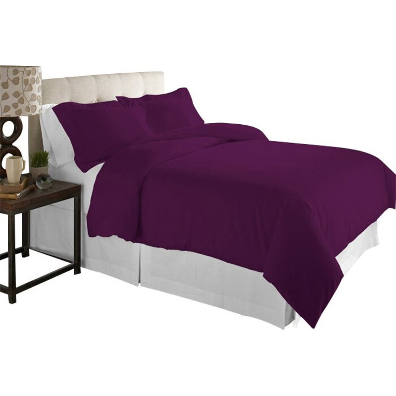 Modern & Contemporary Flannel Solid Colour Duvet Cover, Plum, Twin/Twin XL
