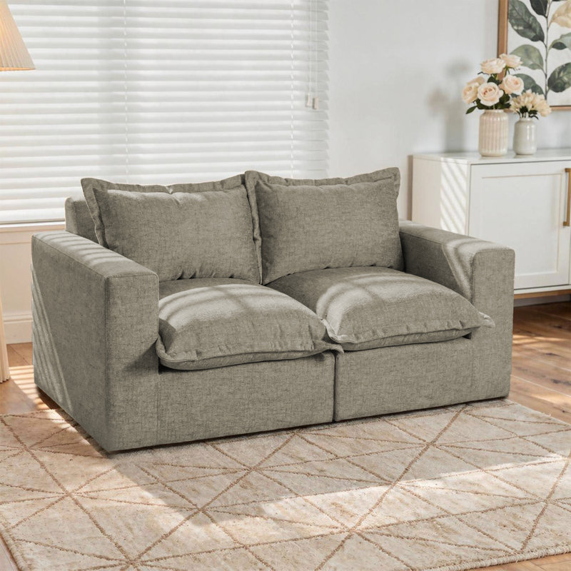 Canapé modulaire rembourré en chenille 2 pièces 2 pièces avec dossier coussiné - entièrement comprimé, aucun assemblage requis