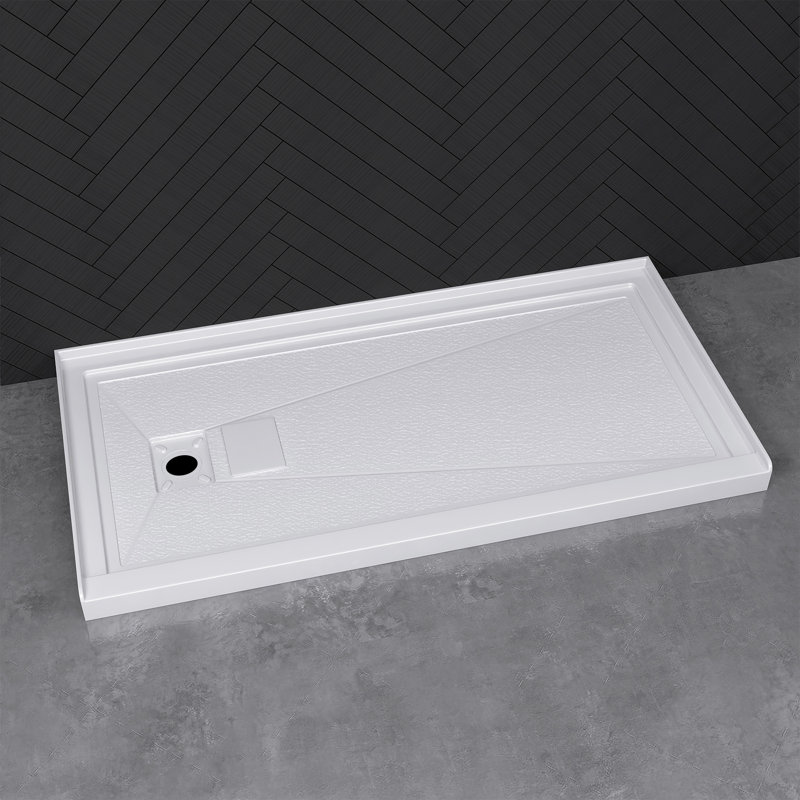 Shower Bases & Pans 72" W x 36" D Single Threshold Shower Pan Base in White with Drain Assembly & Drain Cover Included, Non-Slip