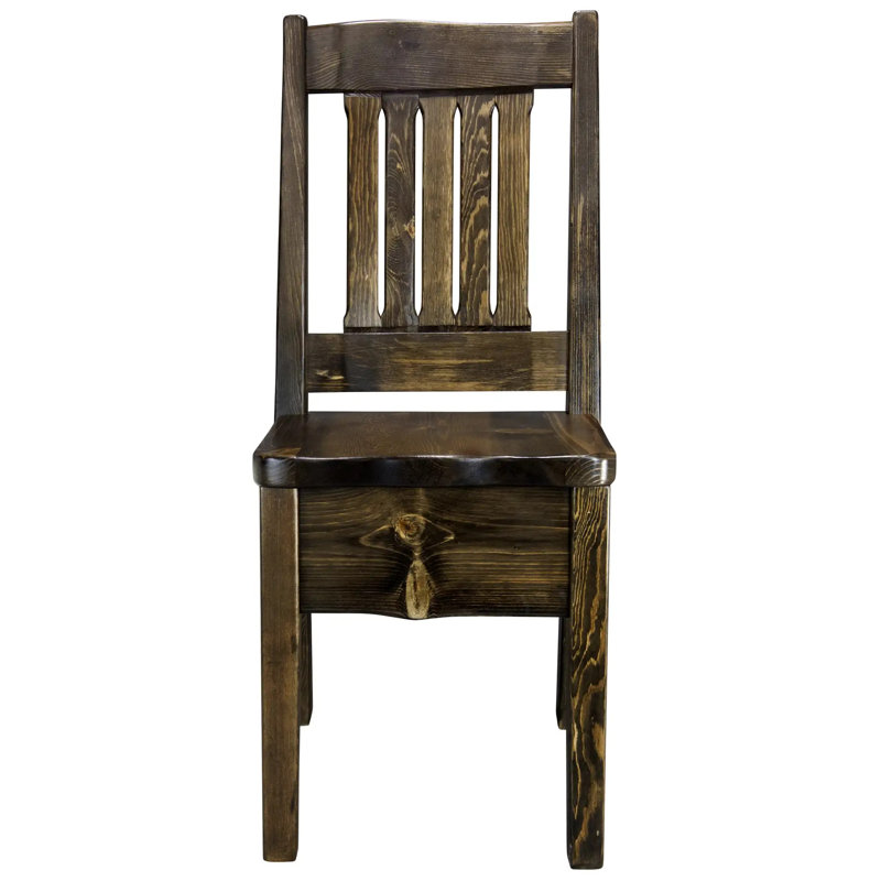 Chaise d'appoint Kishea Collection Live Edge, teinture jacobine et laque transparente, Bois brun foncé