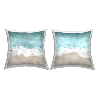 Crashing Waves Beach Shore Printed Throw Pillow Design By Maggie Olsen (Set Of 2)