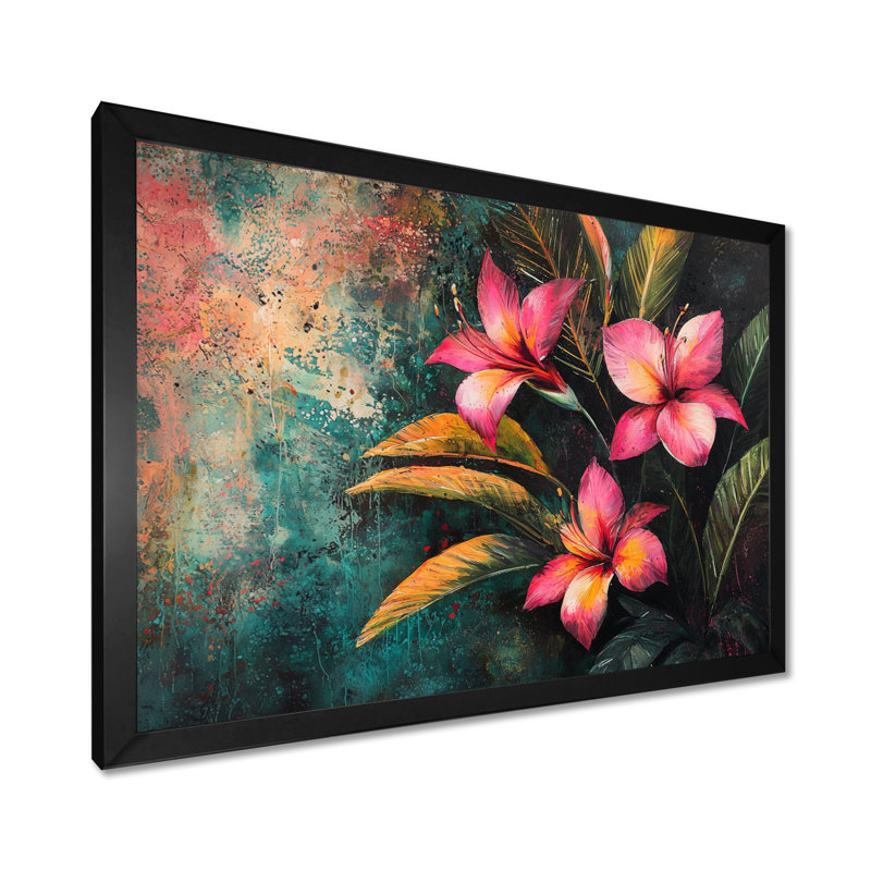 Matzke - Floral Large Wall Art, H 30 po x l 40 po, Cadre simple, Noir