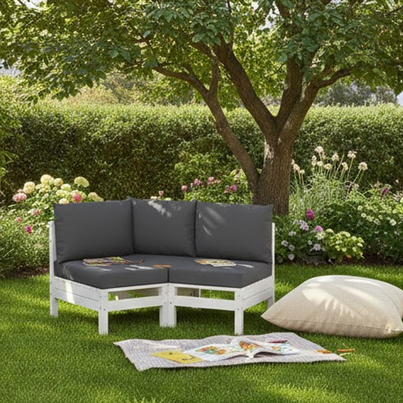 Ensemble de coussins de palette d'extérieur 3 pièces Paom, tissu Oxford noir moelleux pour patio