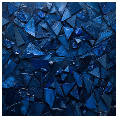 Blue Triangular Shapes Bath Mat