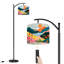 Lampe sur pied à arc avec abat-jour réglable, paysage de lac de montagne coloré, fleurs sauvages, soleil sur pied, lampe moderne sur pied, 3 températures de couleur, intensité variable, grand mât avec interrupteur au pied pour la chambre à coucher