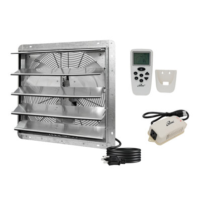 iLIVING ILG8SF20VC 20" Shutter Exhaust Fan with Wireless Smart Remote Controlled Thermostat and Humidity, Variable Speed Wall-Mounted Attic Vent Fan, Chicken Coop Ventilation, 3368 CFM, 5000 SQF Coverage Area