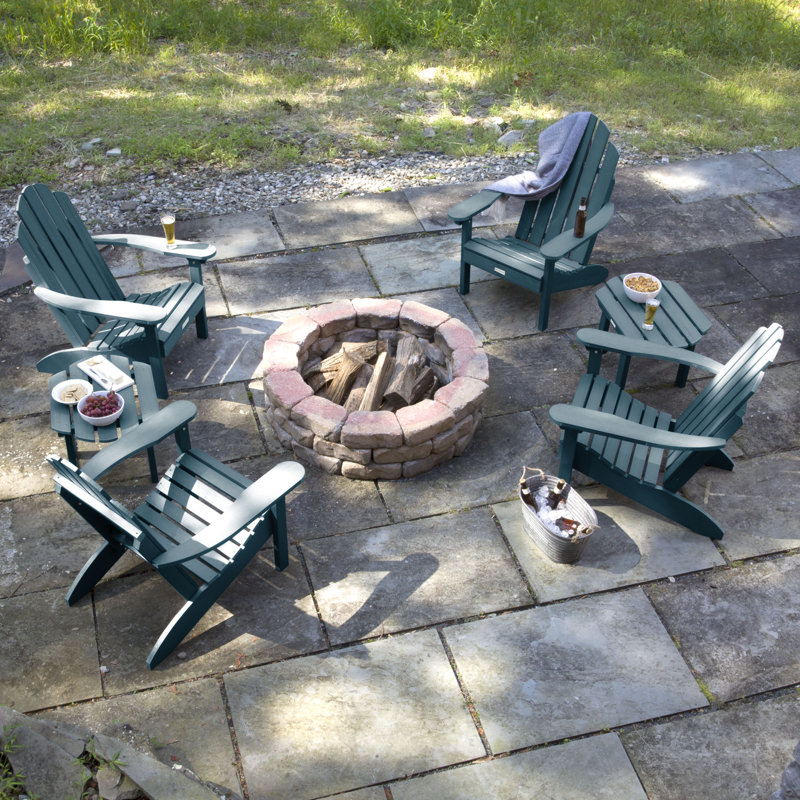 Chaise Adirondack en plastique avec table Anette, Bleu Nantucket