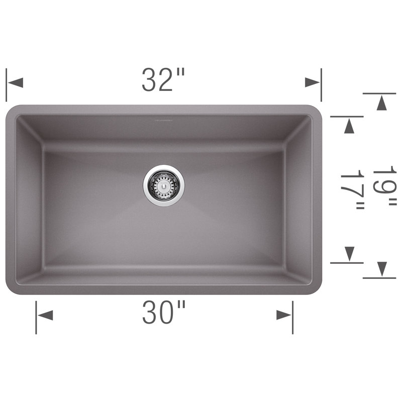 Precis 32" L x 19" W Undermount Kitchen Sink with Accessories, Metallic Gray