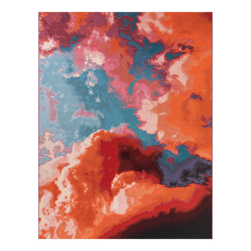 Keazia Abstract Indoor / Outdoor Rug, Rectangle 9' x 12'