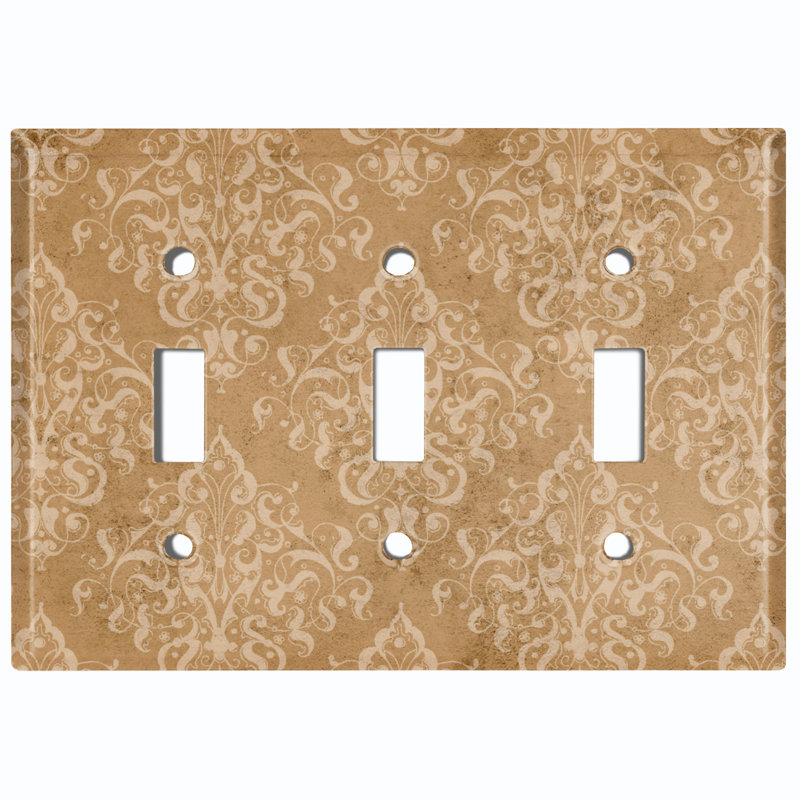 Patterned 3 - Gang Toggle Light Switch Standard Wall Plate, Brown