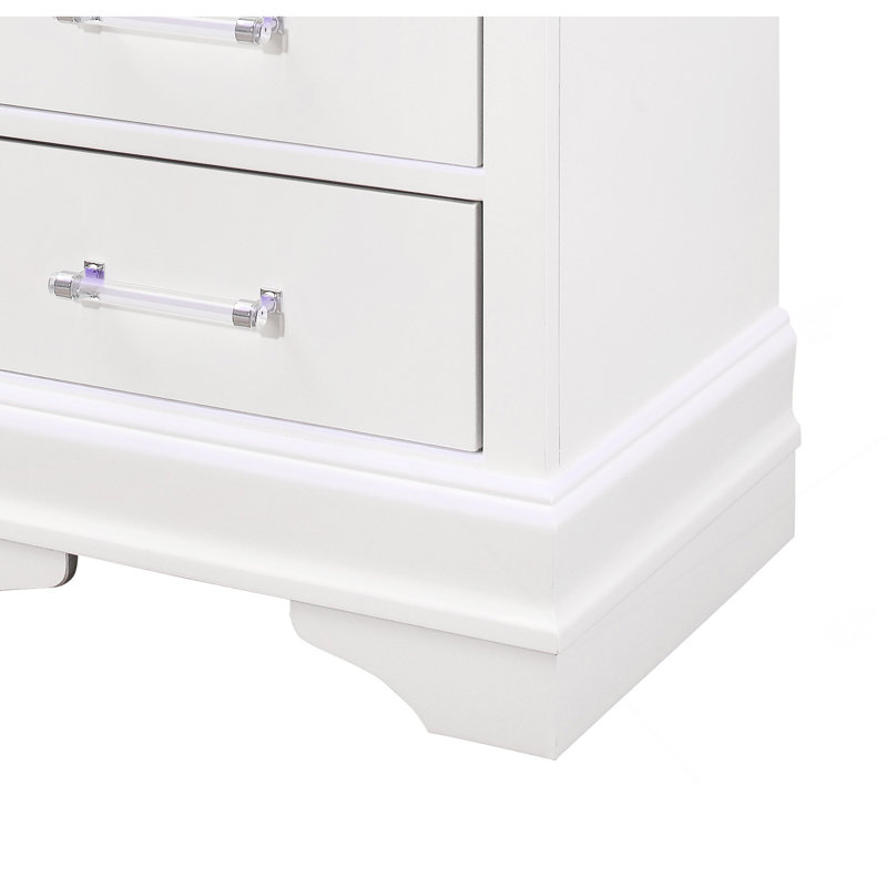 Table de chevet blanche Charlton avec DEL, Blanc