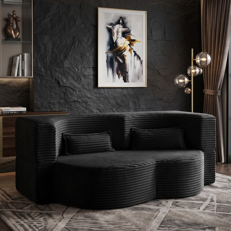 Canapé-lit convertible 78 po avec 2 coussins, Black